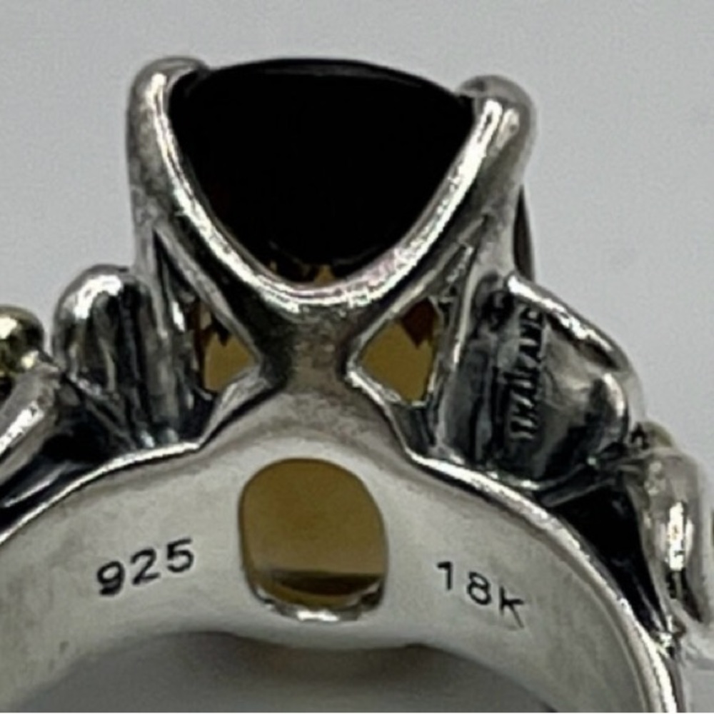 Ann King Sterling and 18K 8.0 Ct Black Onyx Ring - Picture 5 of 11